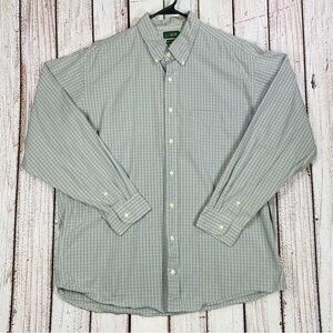 J. Crew Shirt Mens 17 34/35 Large Blue Long Sleeve Button Down Check Vintage